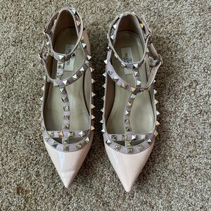 Valentino Rockstud Ballerina Caged Flat Blush Size 40